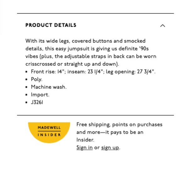 Madewell Smocked Button-Front Crop Jumpsuit - Picture 4 of 11